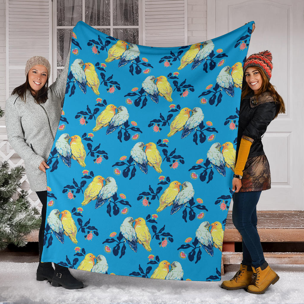 Lovebird Pattern Print Design 03 Premium Blanket