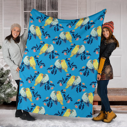 Lovebird Pattern Print Design 03 Premium Blanket