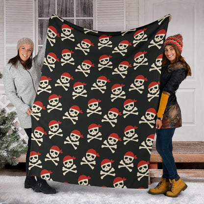 Pirate Pattern Print Design A04 Premium Blanket