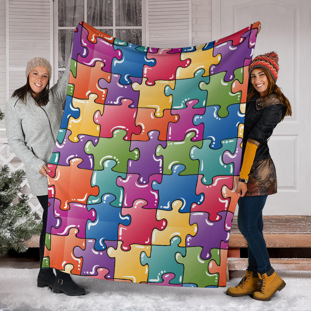 Puzzle Pattern Print Design A05 Premium Blanket