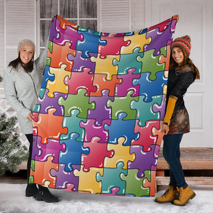 Puzzle Pattern Print Design A05 Premium Blanket