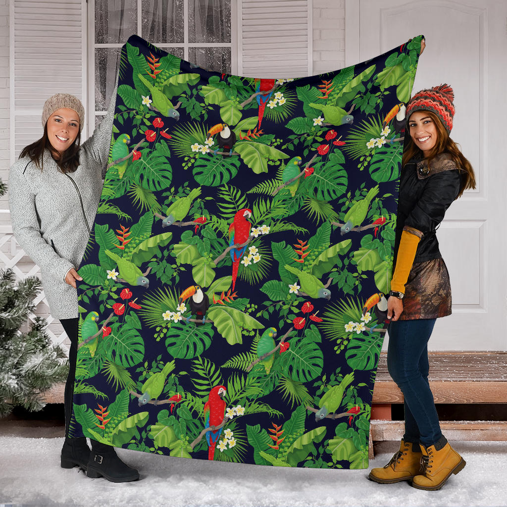 Rainforest Parrot Pattern Print Design A03 Premium Blanket