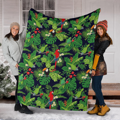 Rainforest Parrot Pattern Print Design A03 Premium Blanket