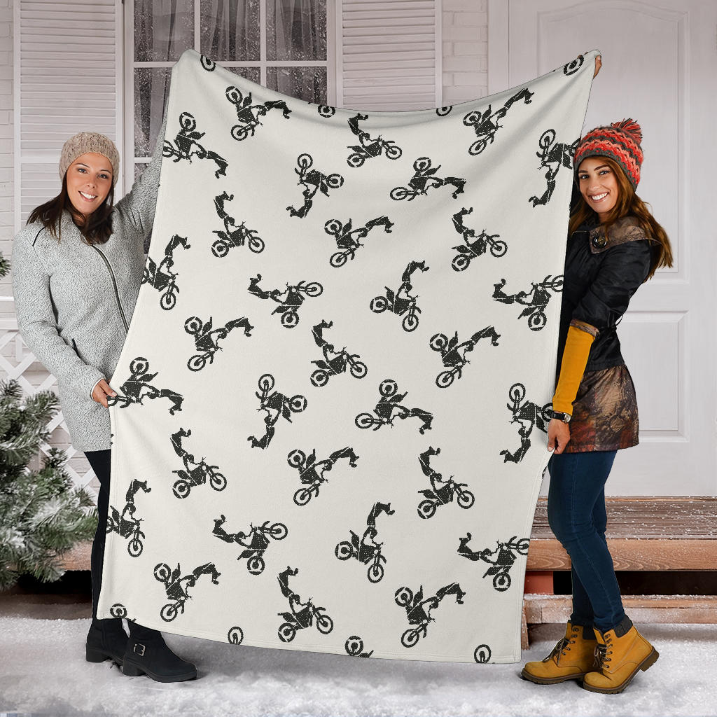 Motocross Pattern Print Design 03 Premium Blanket