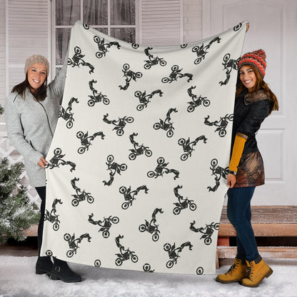Motocross Pattern Print Design 03 Premium Blanket