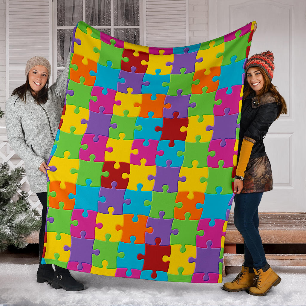 Autism Awareness Pattern Print Design 02 Premium Blanket