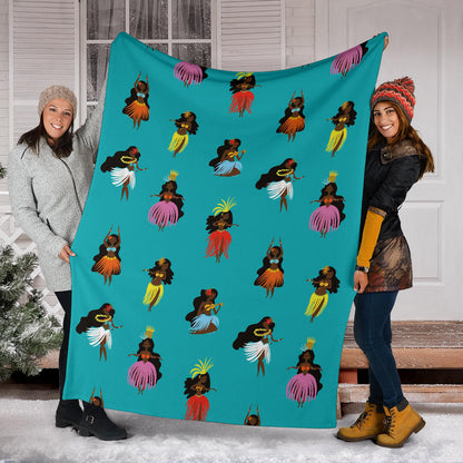 Hula Dancers Pattern Print Design 04 Premium Blanket