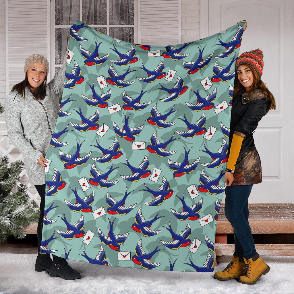 Swallow Bird Pattern Print Design 02 Premium Blanket