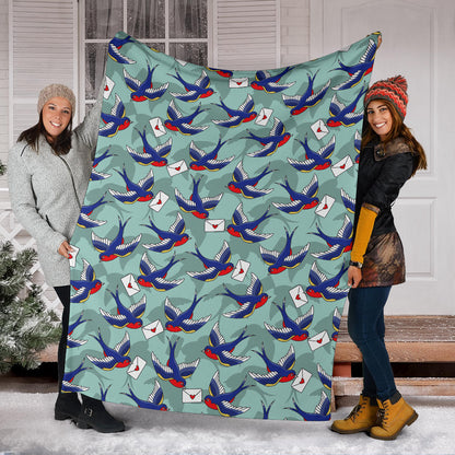 Swallow Bird Pattern Print Design 02 Premium Blanket