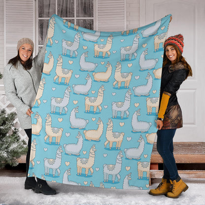 Alpaca Pattern Print Design 06 Premium Blanket