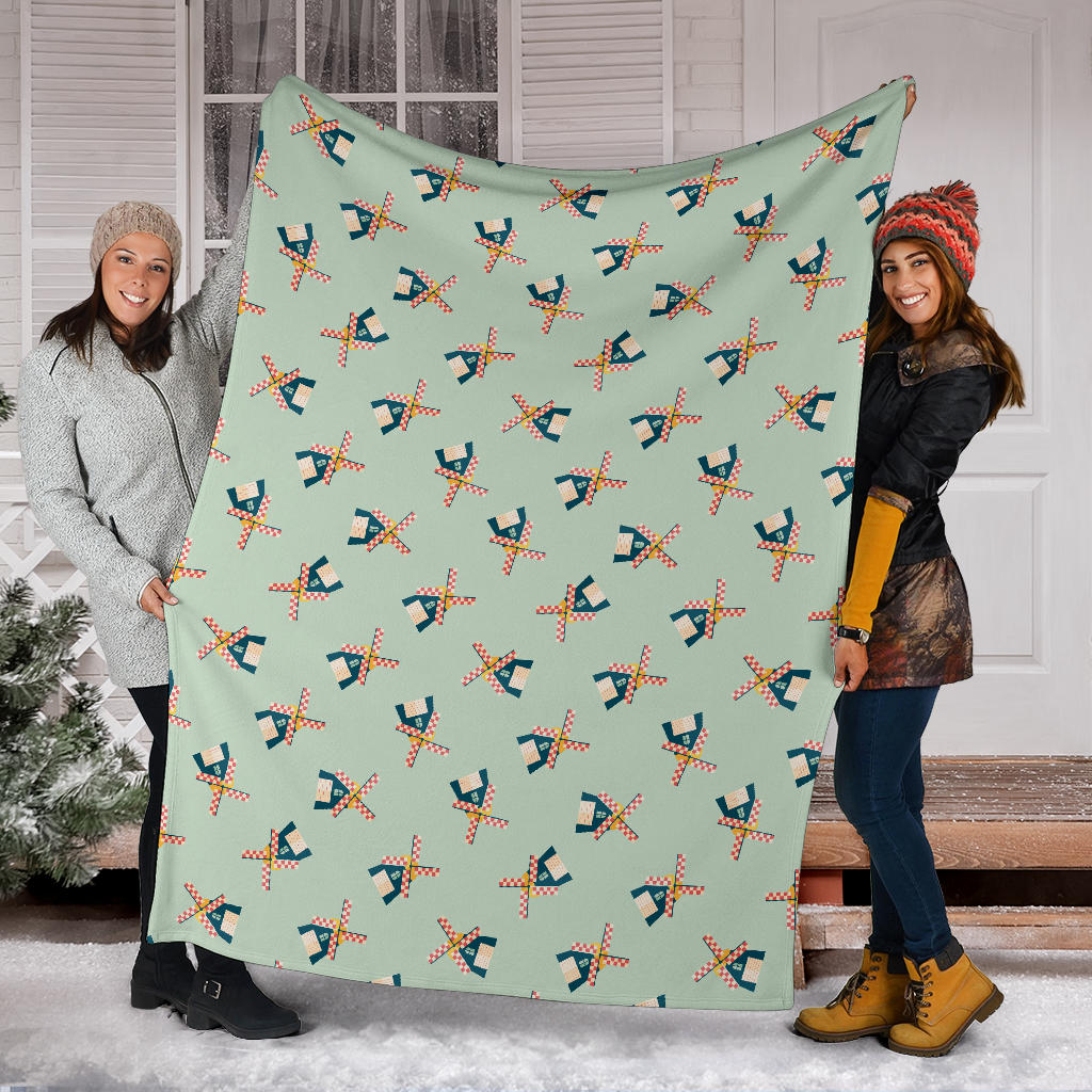 Windmill Pattern Print Design 02 Premium Blanket