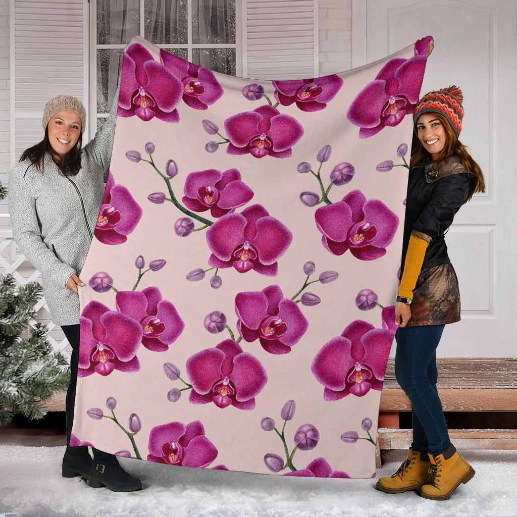 Orchid Pattern Print Design A02 Premium Blanket