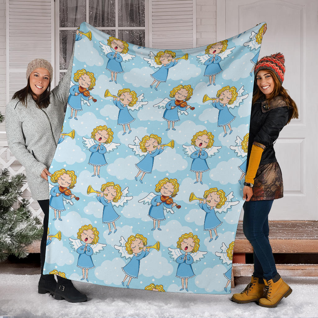 Angel Musician Pattern Print Design 09 Premium Blanket