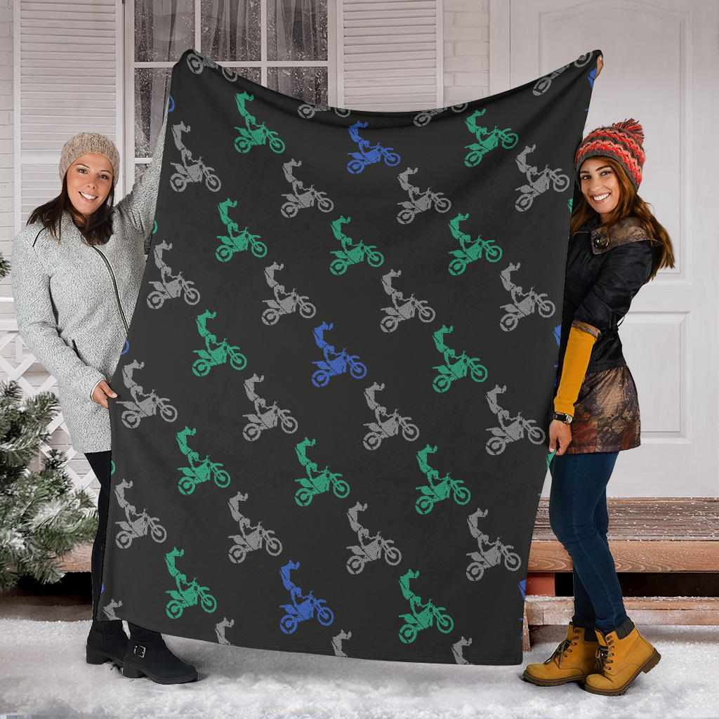 Motocross Pattern Print Design 02 Premium Blanket
