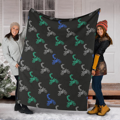 Motocross Pattern Print Design 02 Premium Blanket