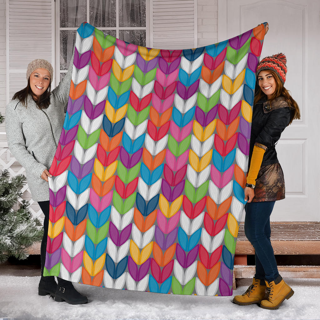 Knit Pattern Print Design 01 Premium Blanket
