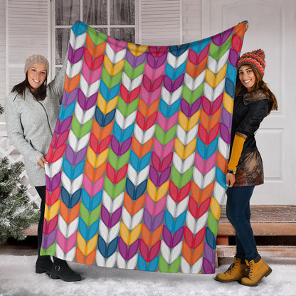 Knit Pattern Print Design 01 Premium Blanket