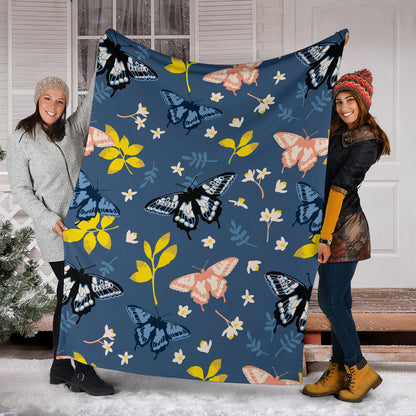 Monarch Butterfly Pattern Print Design 02 Premium Blanket