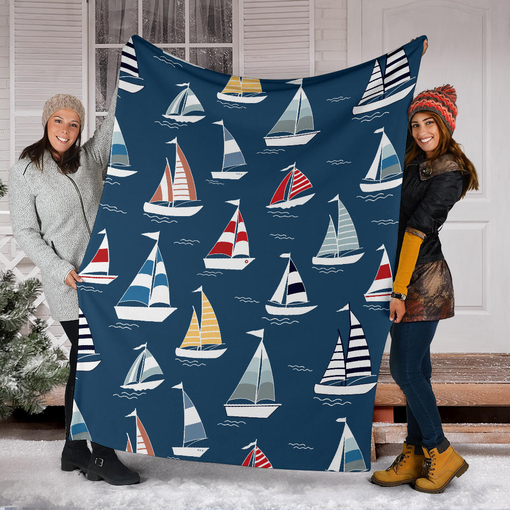 Sailing Ships Pattern Print Design A04 Premium Blanket