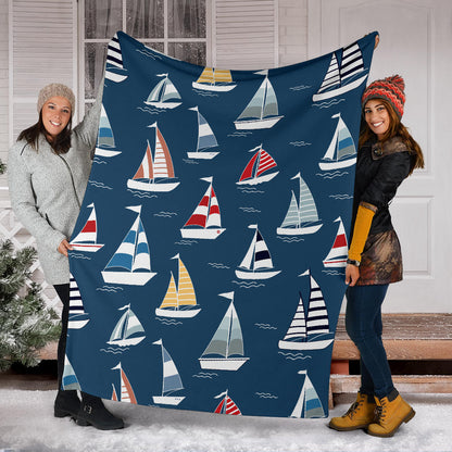 Sailing Ships Pattern Print Design A04 Premium Blanket