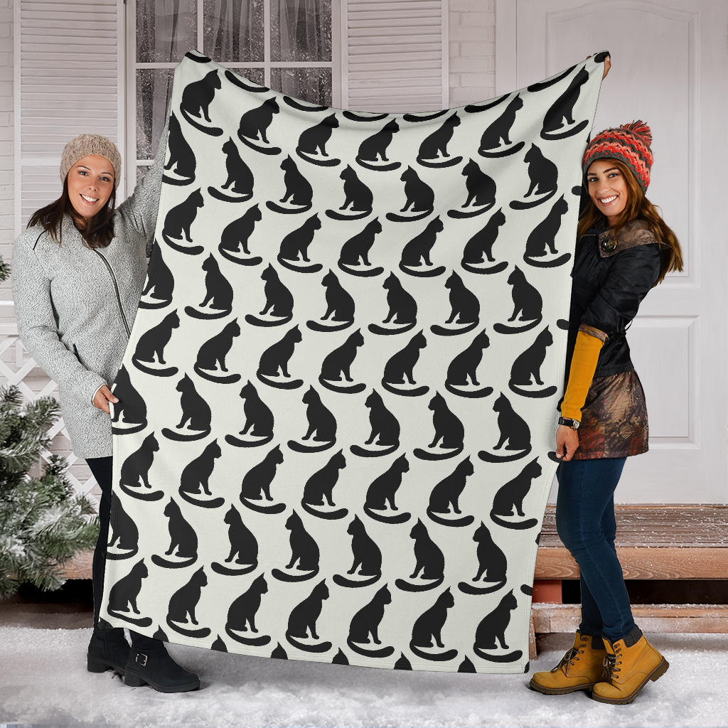 Black Cat Pattern Print Design 02 Premium Blanket