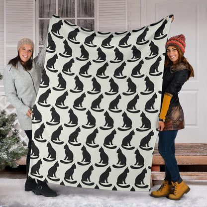 Black Cat Pattern Print Design 02 Premium Blanket