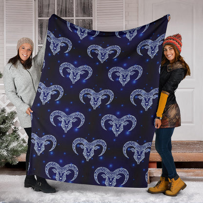 Aries Zodiac Pattern Print Design 01 Premium Blanket