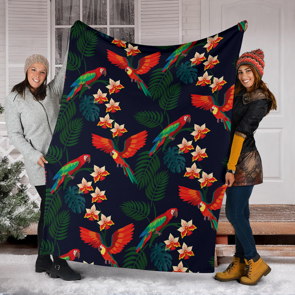 Macaw Pattern Print Design 02 Premium Blanket