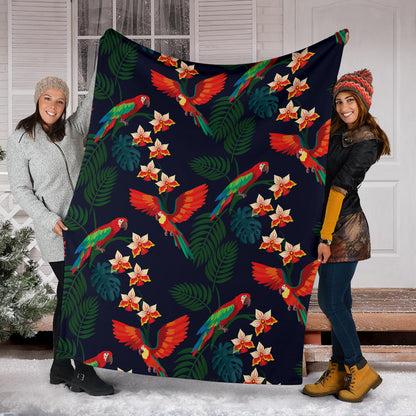 Macaw Pattern Print Design 02 Premium Blanket