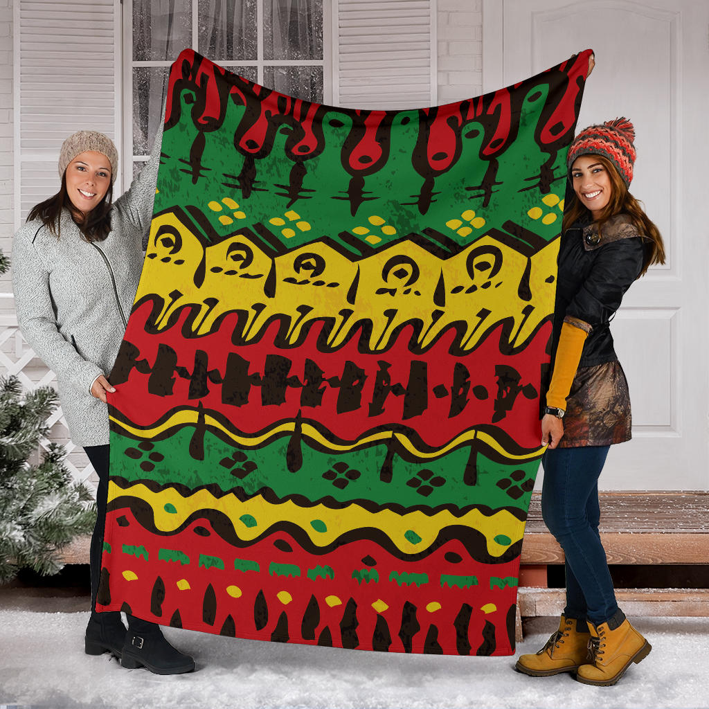 Rasta Pattern Print Design A01 Premium Blanket