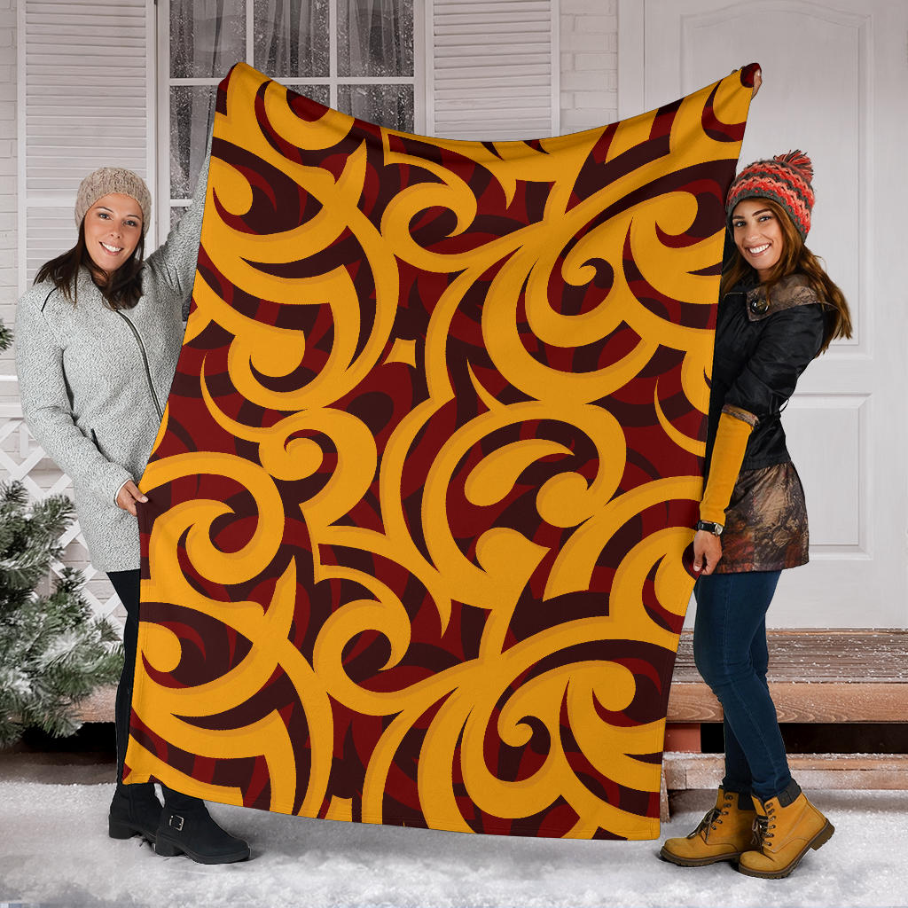 Maori Pattern Print Design 02 Premium Blanket