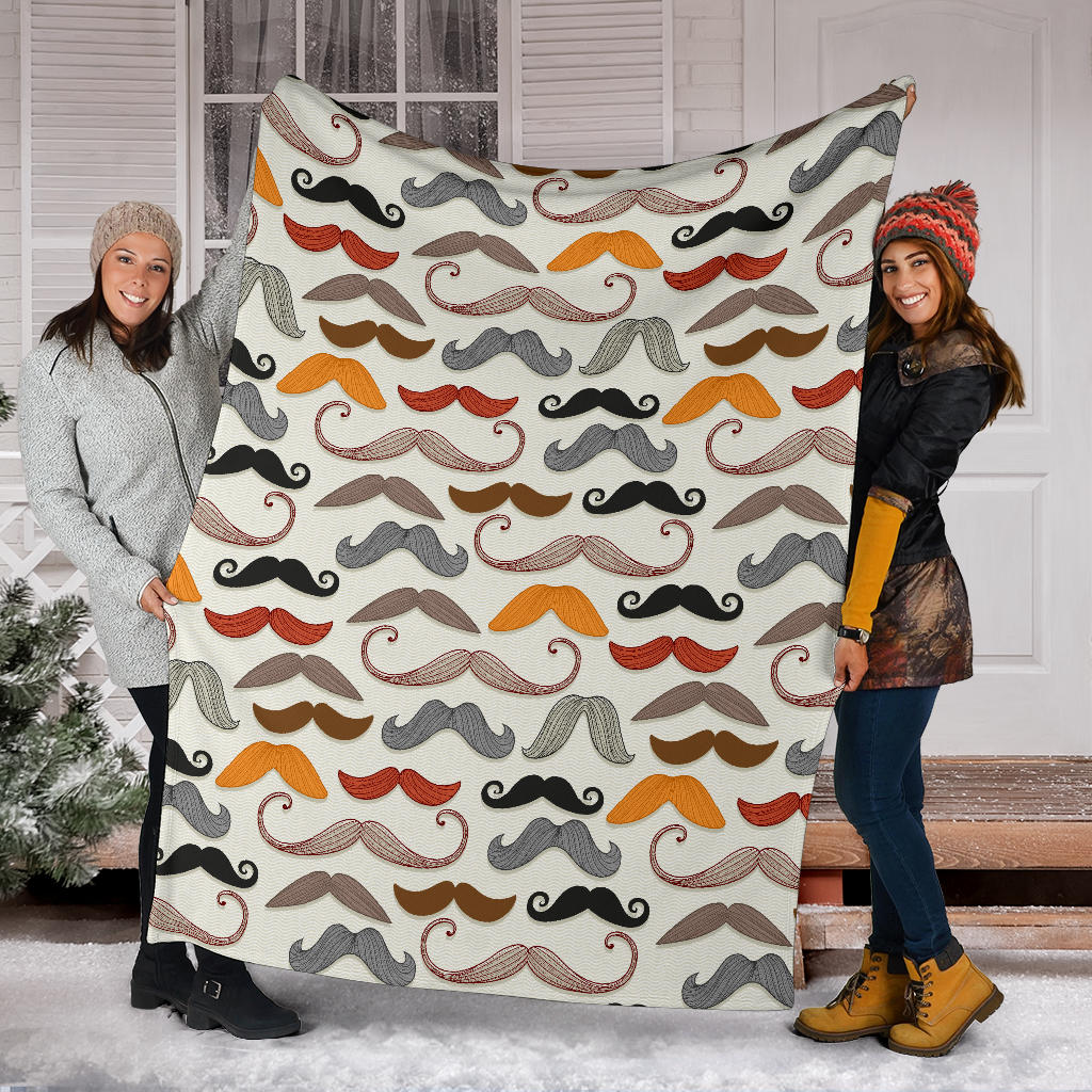 Mustache Pattern Print Design A02 Premium Blanket