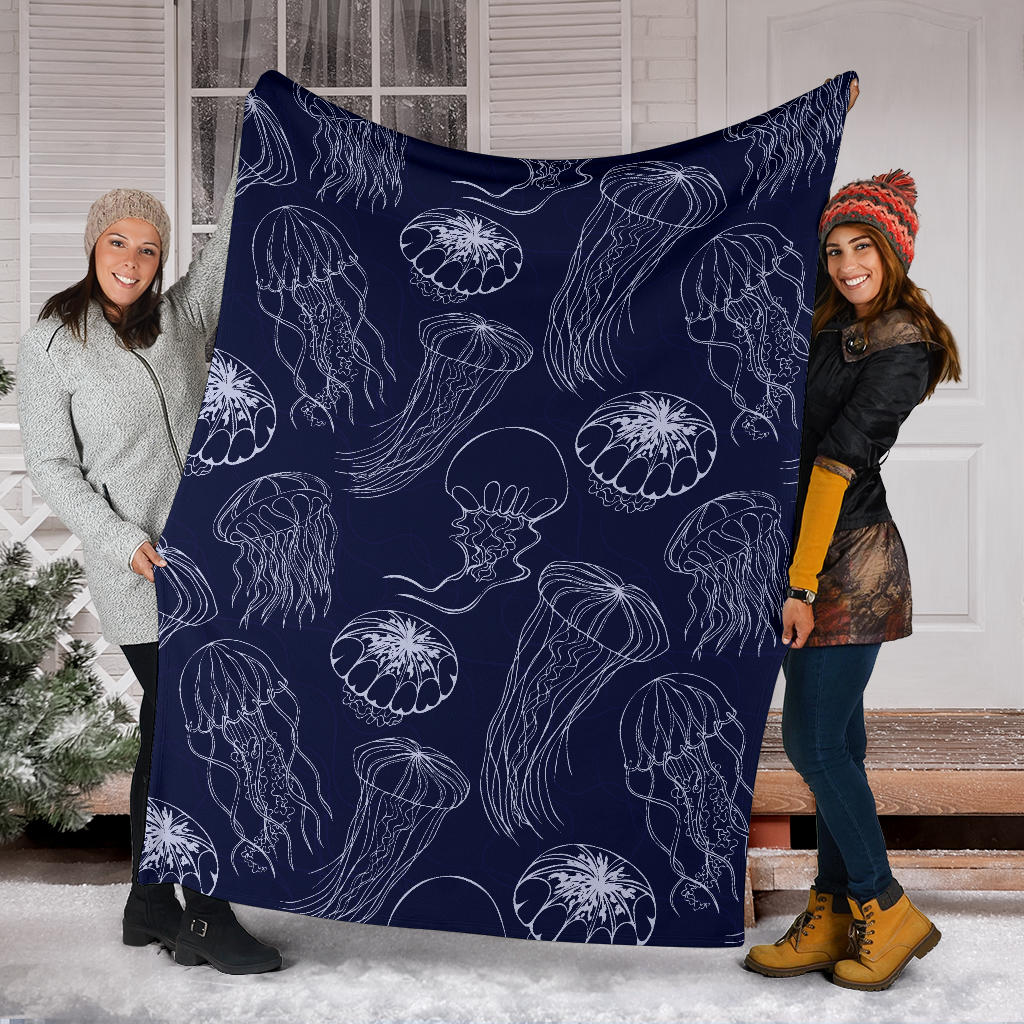 Jellyfish Pattern Print Design 05 Premium Blanket