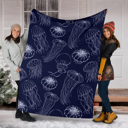 Jellyfish Pattern Print Design 05 Premium Blanket