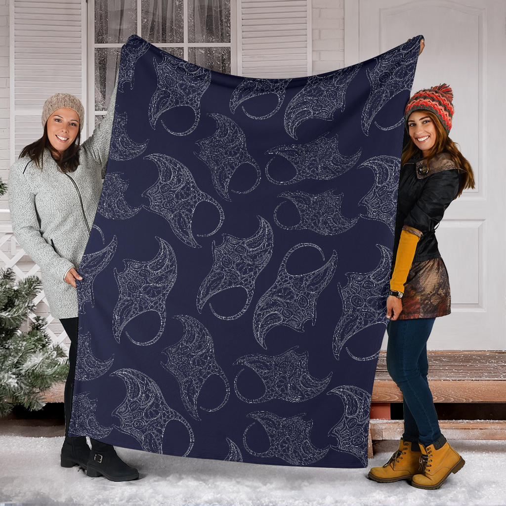 Manta Ray Pattern Print Design 01 Premium Blanket