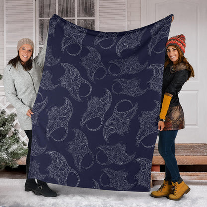 Manta Ray Pattern Print Design 01 Premium Blanket