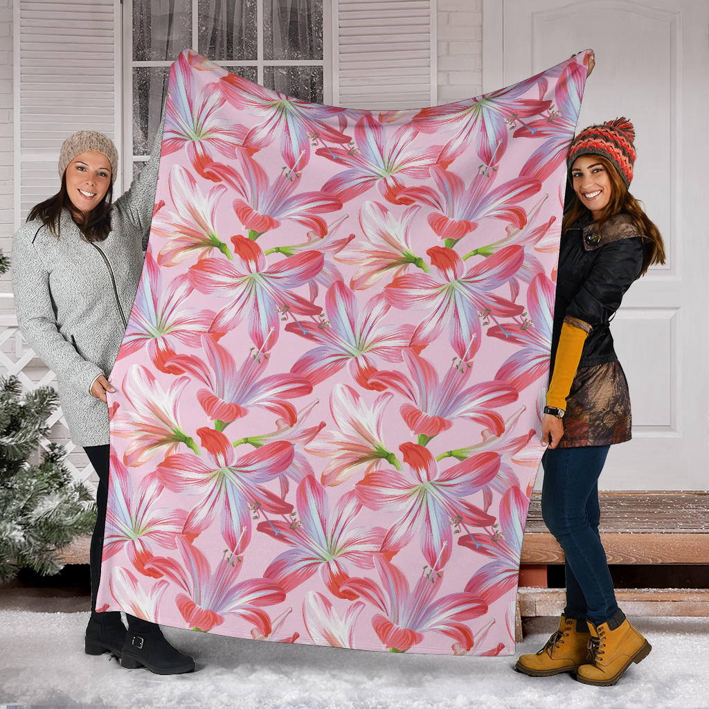 Amaryllis Pattern Print Design 02 Premium Blanket