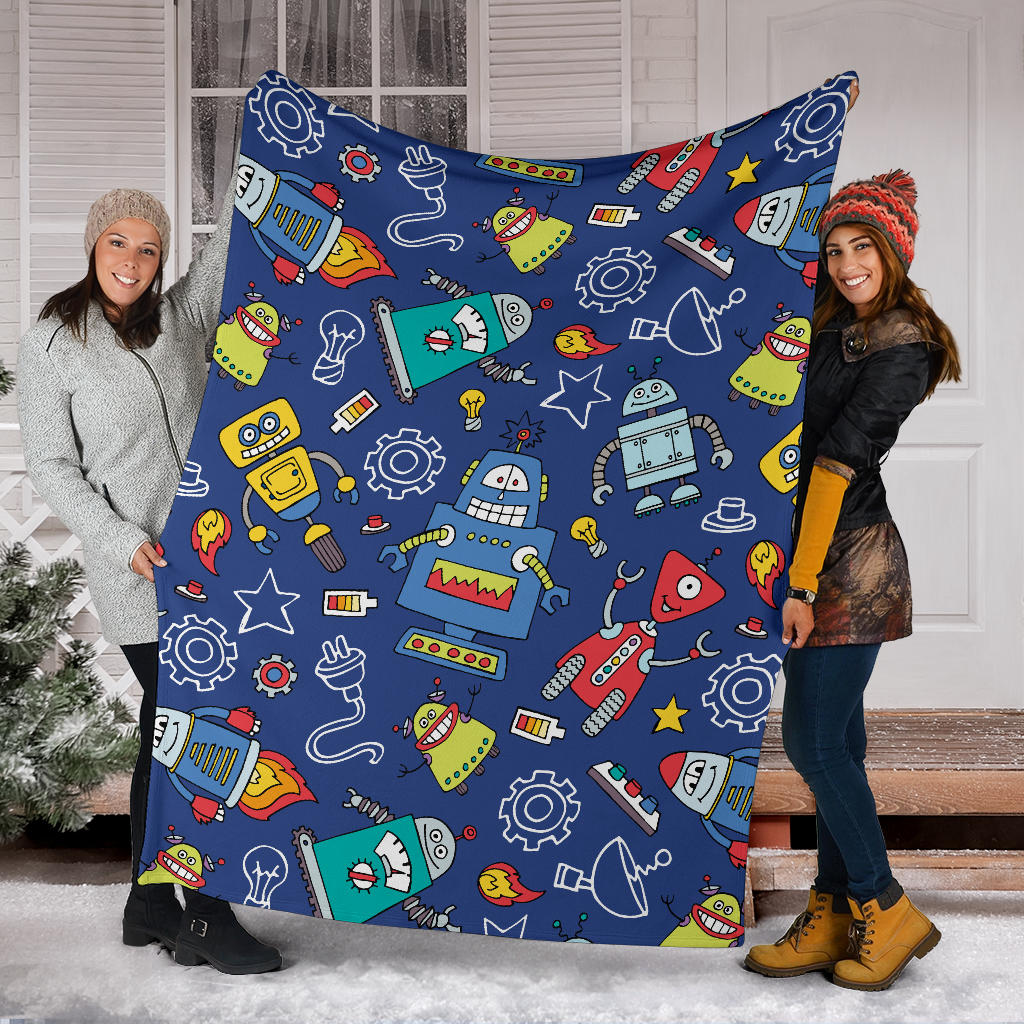 Robot Pattern Print Design A03 Premium Blanket