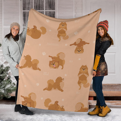 Pomeranians Pattern Print Design A06 Premium Blanket