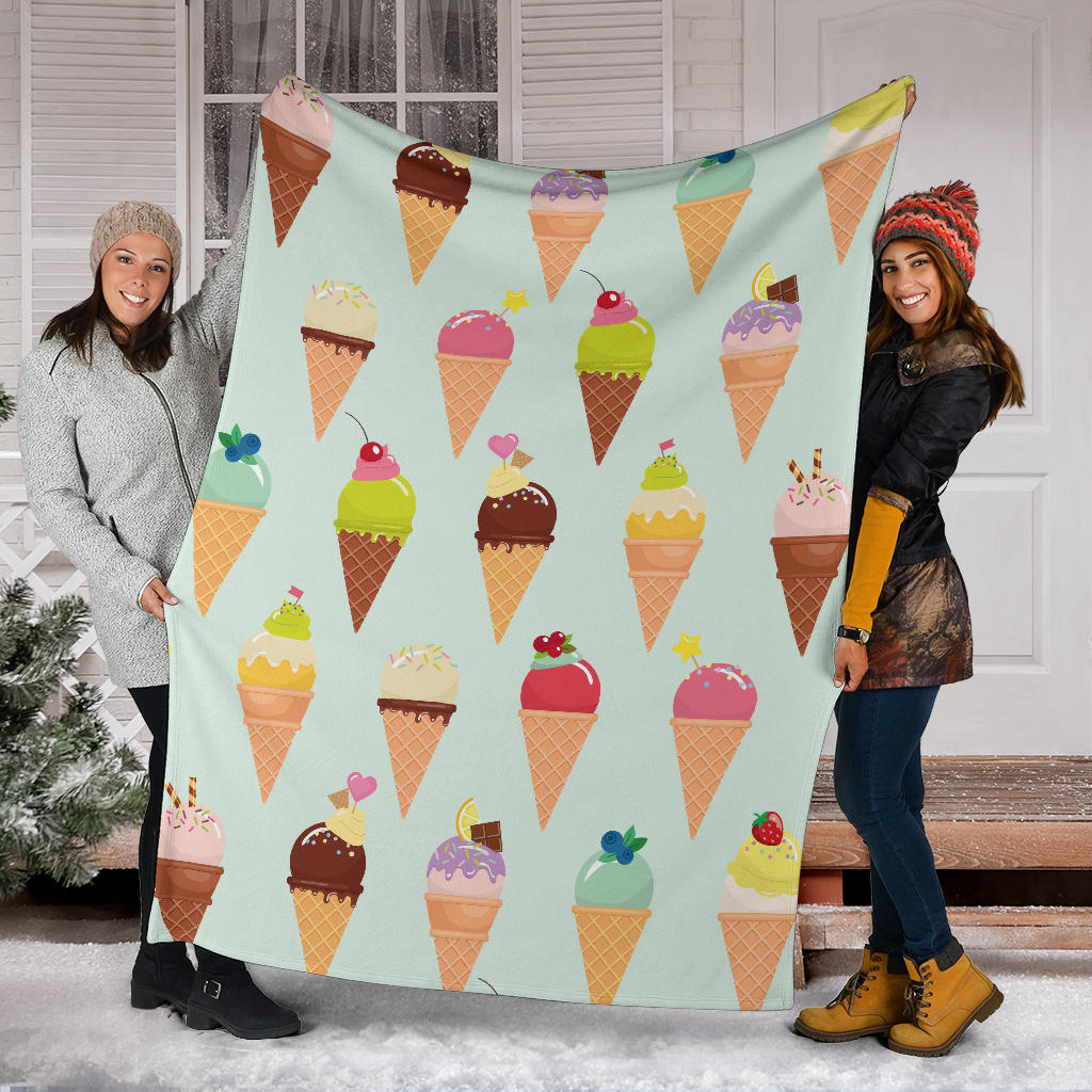 Ice Cream Pattern Print Design 03 Premium Blanket