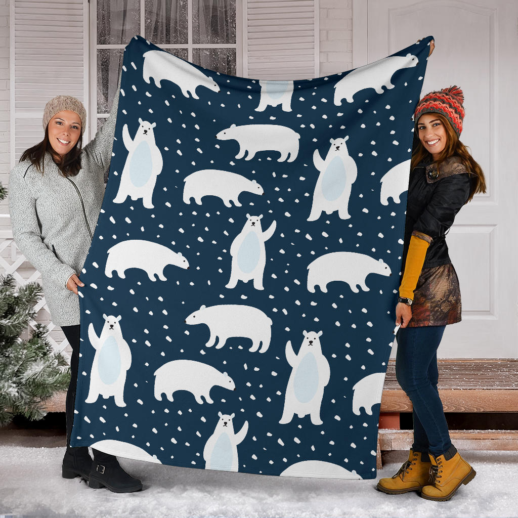 Polar Bear Pattern Print Design A02 Premium Blanket