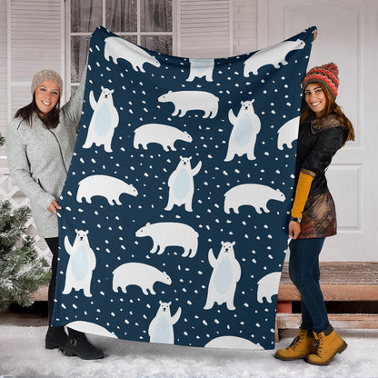 Polar Bear Pattern Print Design A02 Premium Blanket