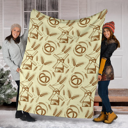 Agricultural Windmills Print Design 03 Premium Blanket