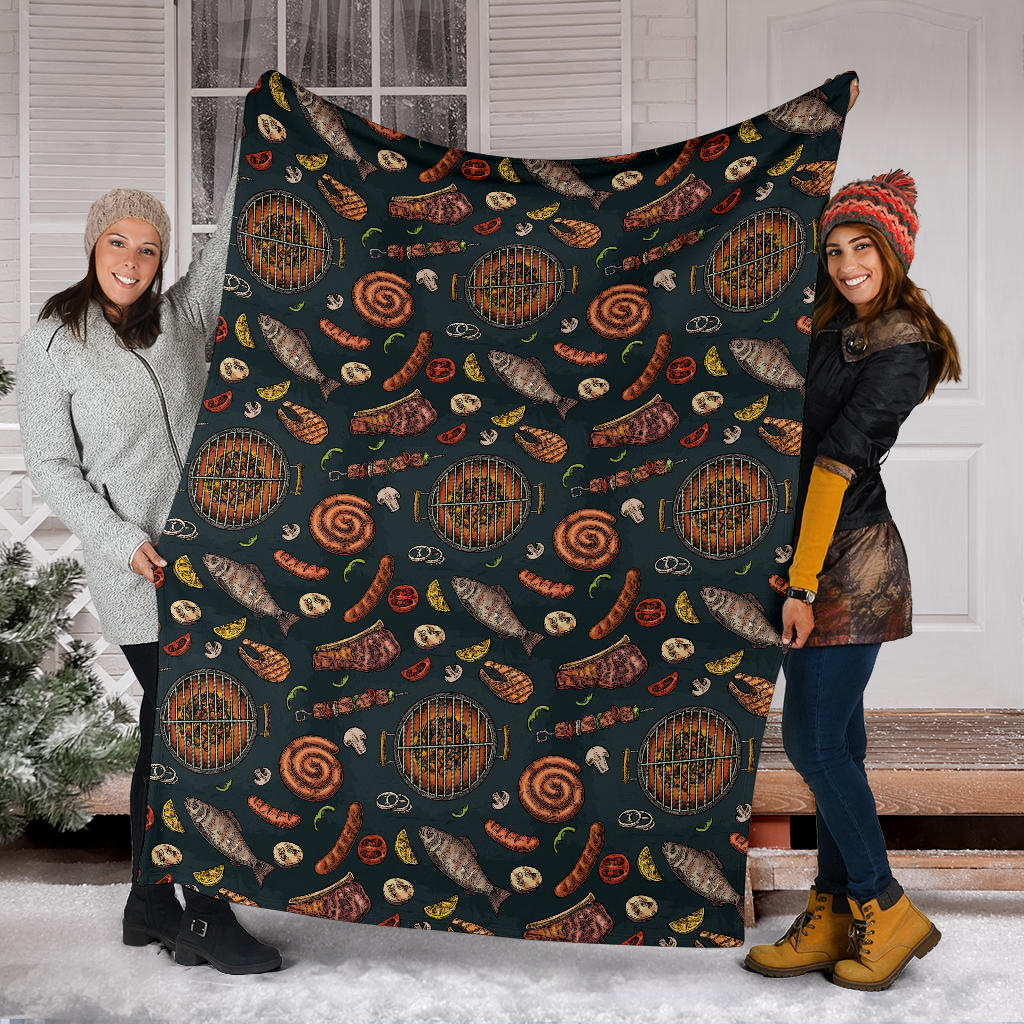 Barbecue Pattern Print Design 02 Premium Blanket