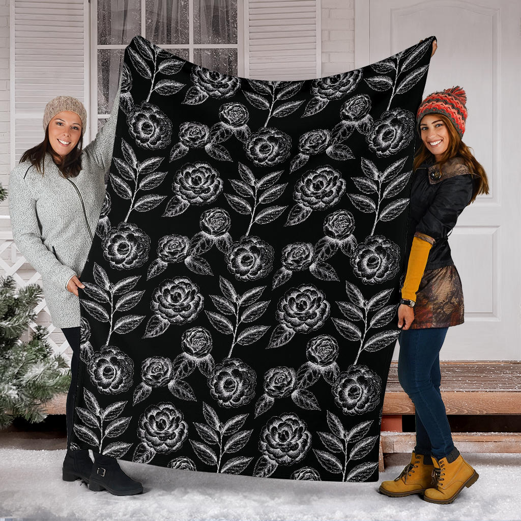 Camellia Pattern Print Design 02 Premium Blanket