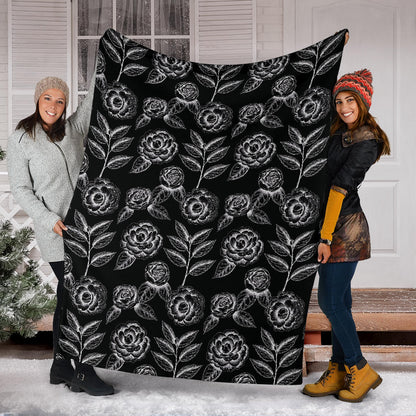 Camellia Pattern Print Design 02 Premium Blanket