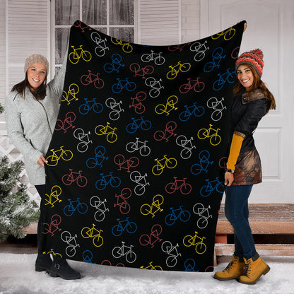 Bicycle Pattern Print Design 03 Premium Blanket