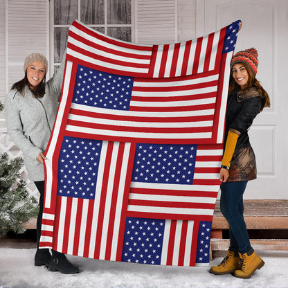 Patriotic US Flag Pattern Print Design A01 Premium Blanket