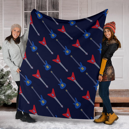 Electric Guitar Pattern Print Design 01 Premium Blanket