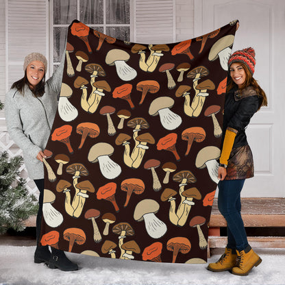 Mushroom Pattern Print Design A05 Premium Blanket
